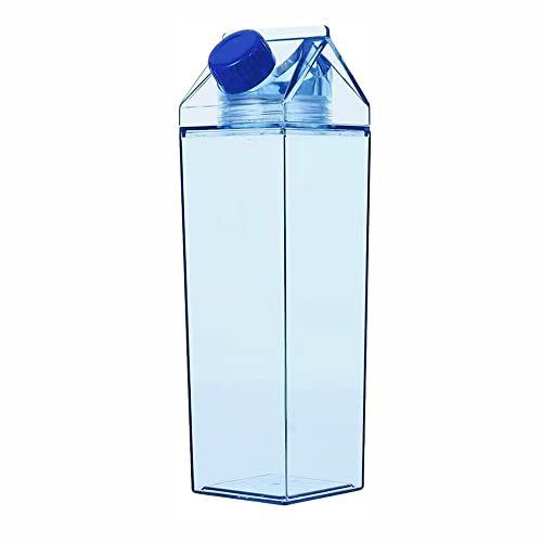 Corvelia mloz Cute Leakproof Clear Milk Carton Water Bottle Portable Drinkware for Outdoor Climbing Tour or Camping (Blue ml pc)