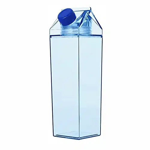 Corvelia mloz Cute Leakproof Clear Milk Carton Water Bottle Portable Drinkware for Outdoor Climbing Tour or Camping (Blue ml pc)