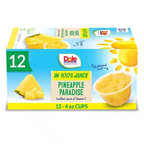 Dole Pineapple Paradise Pineapple Tidbits in a Blend of % Fruit Juices, Back To School, Gluten Free Healthy Snack,, oz Fruit Bowls, Cups