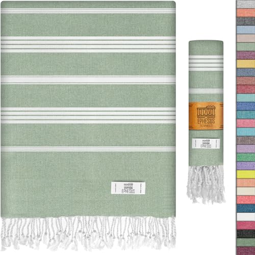 EPHESUS TOWELS Turkish Beach Towel   Turkish Cotton   xinch Oversized   Turkish Towel for Beach, Bath, Pool, Gym, Yoga   Prewashed, Lightweight, Quick Dry (Apple Green, New Sultan Pack )