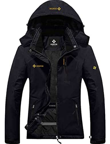 GEMYSE Women's Mountain Waterproof Ski Snow Jacket Winter Windproof Rain Jacket(BlackLarge)