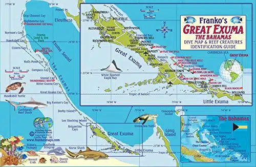 Great Exuma Bahamas Dive Map & Reef Creatures Guide Franko Maps Laminated Fish Card