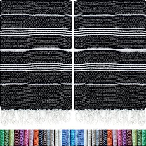 HAVLULAND Pack of Turkish Beach Towels Oversized x, % Turkish Cotton Sand Free Quick Dry Absorbent Towel Travel Blanket for Adults Beach Gift Beach Essentials   Black