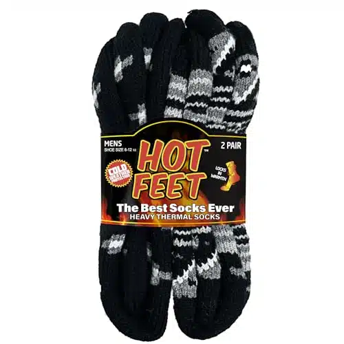 HOT FEET Thermal Socks for Men Pack, Extreme Cold Boots Socks  Winter Insulated Socks, Cold Weather , Pack, BlackGray