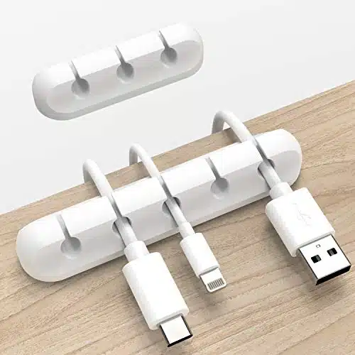 INCHOR White Cable Clips, Cord Organizer Cable Management, USB Cable Holder Wire Cord Clips, Packs Cord Holder for Desk Car Home and Office (, Slots)