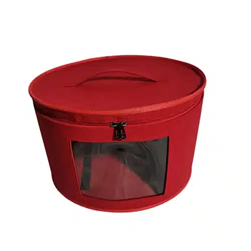 IYKA Hat Box Organizer Round Travel Hat Boxes Foldable Hat Storage Bag with Dustproof Lid Large Hat Storage Box Hat Boxes Red