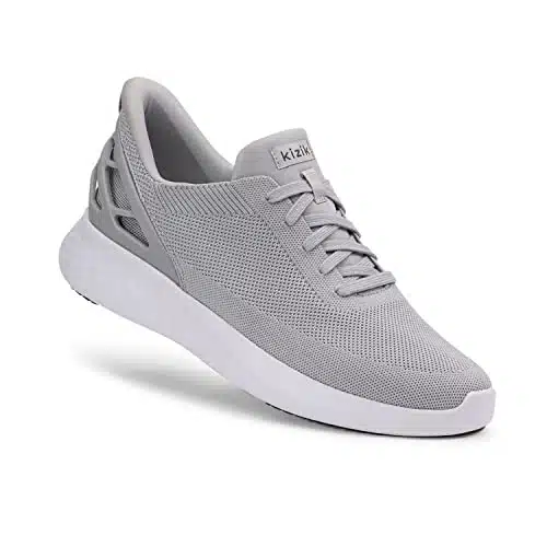 Kizik Athens, Slip On Sneakers, Casual Shoes, Comfortable and Stylish Womens or Mens Shoes for Work, Walking, The Office, Womens and Mens Slip on Sneakers Athens Slate Grey Wide .