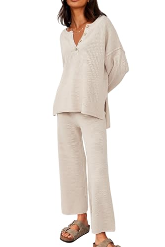 LILLUSORY Lounge Sets Womens Two Piece Matching Fall Fashion Wide Leg Pants Cute Trendy Outfits Loungewear Clothes