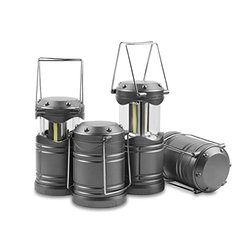 Lichamp LED Lanterns, Pack Pop Up Lanterns for Power Outages, Bright Battery Powered Hanging Lanterns for Outdoor Camping Hiking, Emergency Survival Lights for Hurricane Collapsible, Dark Gray