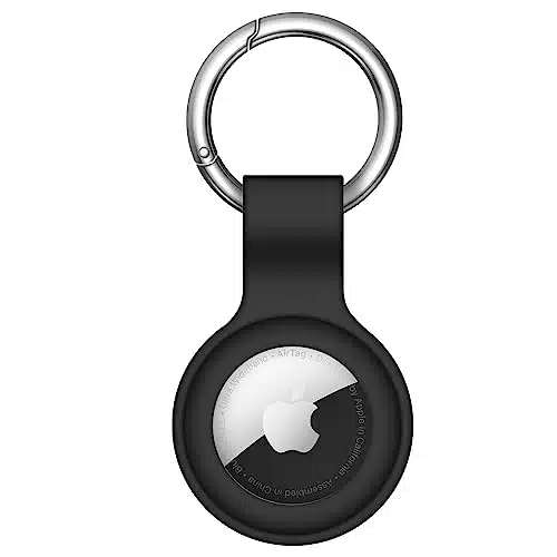Linsaner Compatible with AirTag Case Keychain Air Tag Holder Silicone AirTags Key Ring Cases Tags Chain Apple AirTag GPS Item Finders AccessoriesBlack