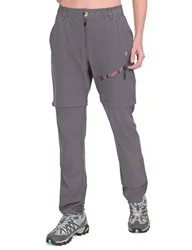 Little Donkey Andy Women's Hiking Pants Lightweight Convertible Zip Off Pants Quick Dry UPF Steel Gray Size L
