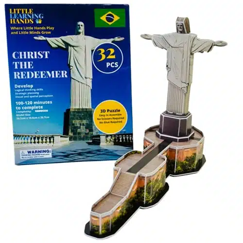 Little Learning Hands D Puzzles for Adults and Kids  Christ The Redeemer D Puzzle  Brazil Architecture Model Kit  Birthday Gifts for Kids, Teens and Adults  Pieces