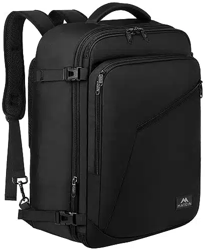 MATEIN Carry on Backpack, Extra Large Travel Backpack Expandable Airplane Approved Weekender Bag for Men and Women, Water Resistant Lightweight Daypack for Flight L, Black