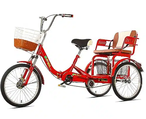 MENGYY Adult Tricycle Folding for Seniors Comfortable seat heel Bicycle with Shopping Basket Double Chain Inch Shock Absorber Front Fork Parents and Children Maximum Load kg (