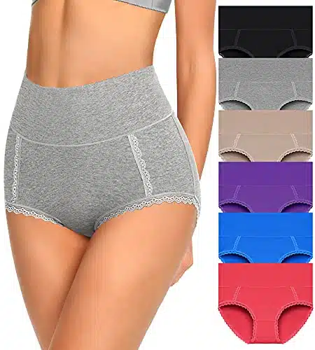 MISSWHO Womens Underwear Cotton High Waisted Panties Soft Tummy Control Calzones De Mujer Briefs For Ladies My Orders Placed By Me (Multipack,Large)