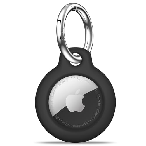 MOLOSLEEVE Airtag Holder Air Tag Case with Keychain, Anti Scratch Airtags Key Chain for Apple Air Tags, Airtag Accessories for GPS Item Finder Tracker, Black