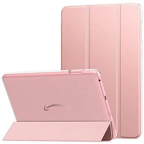 MoKo Case Fits All New Amazon Kindle Fire HD & Plus Tablet(th Generationth Generation, Release) ,Trifold Stand Cover with Translucent Backshell with Auto WakeSleep,Rose Gold