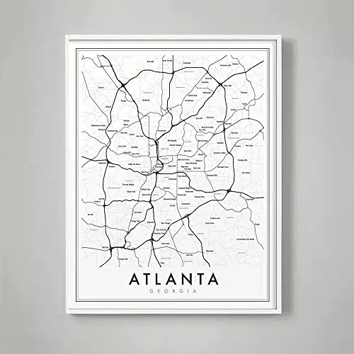 Modern Atlanta Neighborhood Map Print  Minimalist City Print  City Map print in multiple sizes  x  x x x