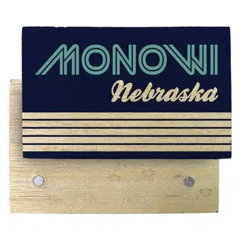 Monowi Nebraska Souvenir Wooden x Fridge Magnet Retro Design Pack