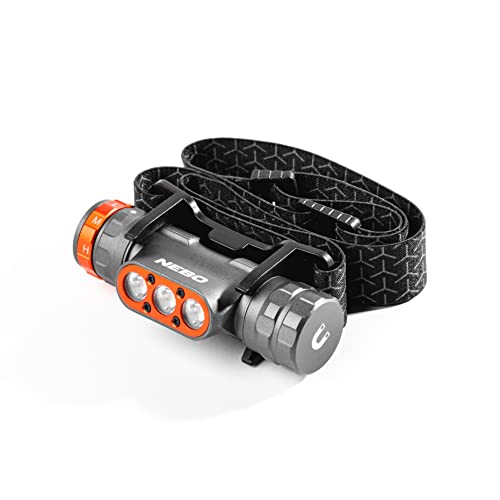 NEBO Transcend B Rechargeable Headlamp for Camping, Hiking, Caving, Fishing, Waterproof Impact resistant Bright Head Light with Light Modes, Adjustable Headstrap, Gunmetal Gray