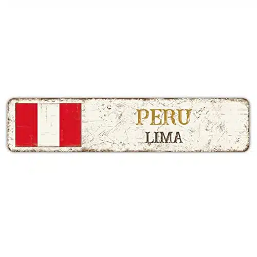 Novelty Metal Sign Street Sign Peru Lima Aluminum Rustic Bar Sign Plaque Weather Resistant Road Sign for Man Cave Bar Home Decorations Home Decor Unique Gift xInch