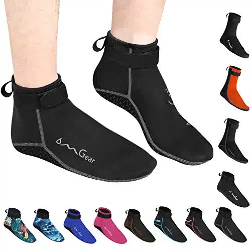OMGear Water Socks Neoprene Socks Beach Booties Shoes mm Glued Blind Stitched Anti Slip Wetsuit Boots Fin Swim Socks (mm Low CutGrey, S(men ,women ))