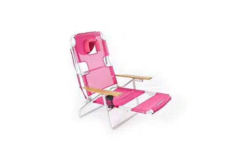 Ostrich in Chair, For Relaxing, Beach, Cup Holders, Arm Rest, Cushion Availability, Adjustable Footrest, Wood, Pink