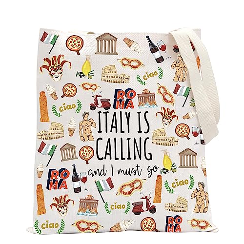 POFULL Italy Map iconic traditional Souvenir Gift ITALY Is Calling and I Must Go Traveller Zipper Pouch Makeup Bag (ITALY Is Calling Tote Bag)