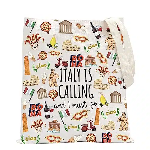 POFULL Italy Map iconic traditional Souvenir Gift ITALY Is Calling and I Must Go Traveller Zipper Pouch Makeup Bag (ITALY Is Calling Tote Bag)