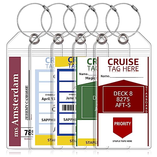 Pack Cruise Luggage Tag Holders for Carnival, NCL, Princess, MSC Cruise Ships, Clear Cruise Tags Holders with Zip Seal by FUNMCAN, Wide Waterproof Cruise Essentials Cruise Accessories Must Haves