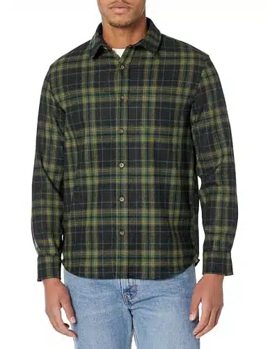 Pendleton Men's Long Sleeve Classic fit Lodge Shirt, GreenBlack Plaid, Medium
