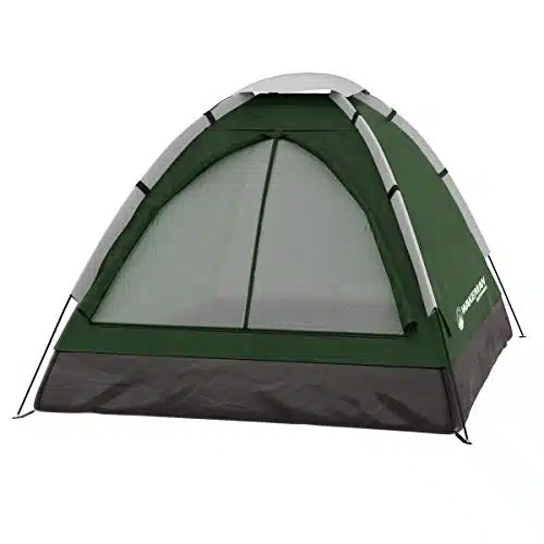 Person Camping Tent with Rain Fly and Carrying Bag   Lightweight Outdoor Tent for Backpacking, Hiking, or Beach Use by Wakeman Outdoors (Green)