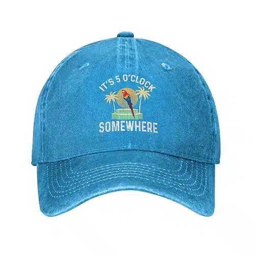 Philysonic Oclock Somewhere Hat It is Oclock Somewhere Hat for Men Dad Hat Graphic Hat Blue
