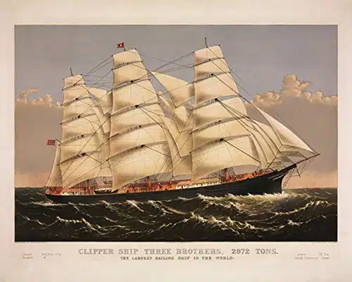 Photo Print xClipper Ship Three Brothers, Tons The Largest Sailing Ship in.