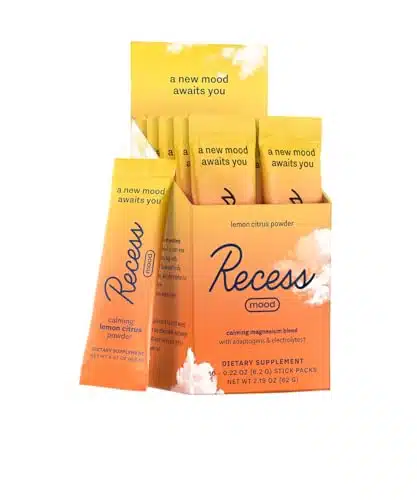 Recess Mood Powder, Calming Magnesium L Threonate Blend with Passion Flower, L Theanine, Electrolytes, Magnesium Calm Support Powder Supplement