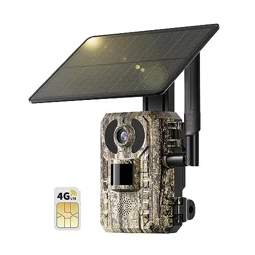 SEHMUA G LTE rd Gen Cellular Trail Cameras with Live Streaming, Solar Game Camera Includes SIM Card, Remote Phone Access&Playback, Motion Activated&s Trigger Time, Night Vision, IPfor Hunting