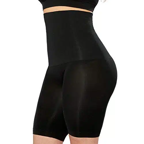 SHAPERMINT High Waisted Body Shaper Shorts   Shapewear for Women Tummy Control Small to Plus Size, Black MediumLarge