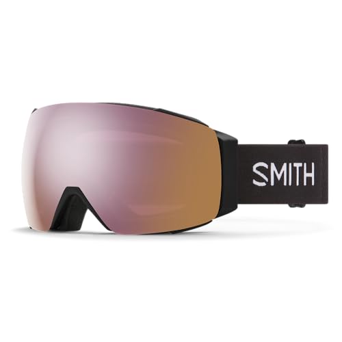 SMITH IO MAG Goggles with ChromaPop Lens  Performance Snowsports Goggles with Easy Lens Change Technology for Skiing & Snowboarding  For Men & Women  Black + Everyday Rose Gold Mirror Lens