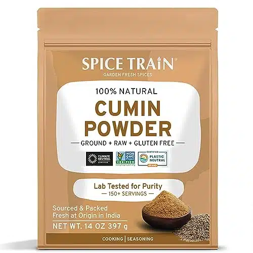 SPICE TRAIN Cumin Powder (goz) Non GMO, Gluten Free, % Raw Comino Molido, Sourced from India, Premium Ground for Cooking in Resealable Zip Lock Pouch