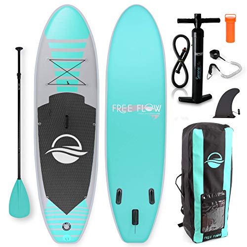 SereneLife Inflatable Stand Up Paddle Board (Inches Thick) with Premium SUP Accessories & Carry Bag  Wide Stance, Bottom Fin for Paddling, Surf Control, Non Slip Deck  Youth & Adult Standing Boat
