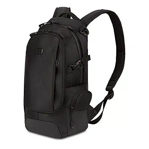 SwissGear Backpack Narrow Daypack, Black Ballistic, Inch