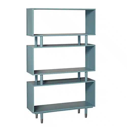 Target Marketing Systems Margo Tier Bookshelf for Home Office, Study Room, Living Room, Bedroom, Entryway and Hallway, Contemporary Standing Shelf, W x H, Warm Blue