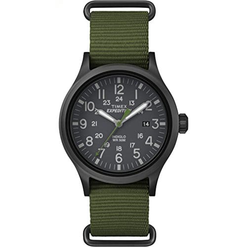 Timex Men's Expedition Scout mm Watch  Black Case Black Dial with Green Fabric Strap