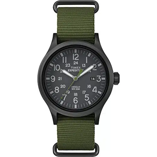 Timex Men's Expedition Scout mm Watch  Black Case Black Dial with Green Fabric Strap