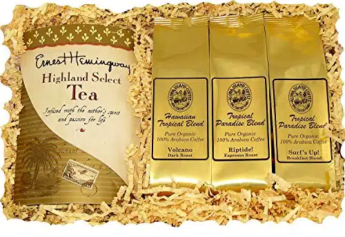 Tropical Tea and Kona Hawaiian Coffee Assortment Gourmet Gift in Gift Box for Christmas, Birthday, Mothers Day, Fathers Day and All Occasions, Click on Image to See Attractive