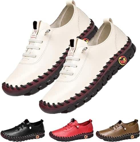 Ultra Soft Orthopedic Shoes for Women , Women's Leather Soft Bottom Flat Shoes, New Casual Sports Shoes (Beige, Adult, Women, Numeric_, Numeric, us_Footwear_Size_System, Mediu