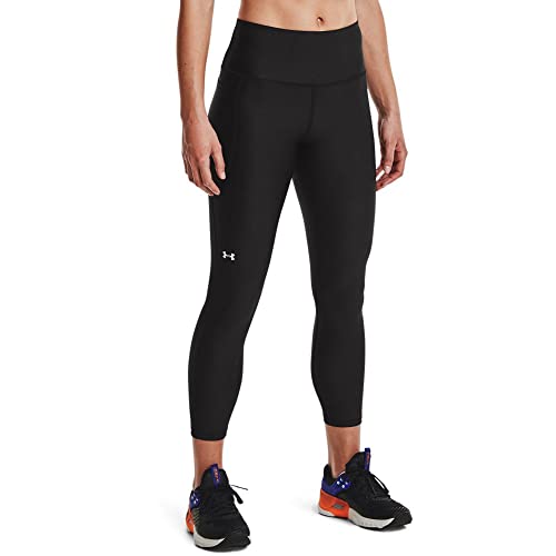 Under Armour womens Heatgear Armour High No slip Waistband Ankle Leggings , Black ()White , Small