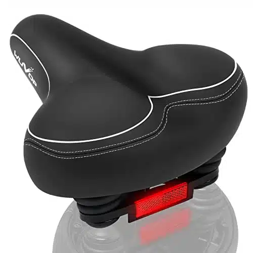 WUVOP Oversized Bike Seat, Wide Bicycle Seat for Women and Men Comfort, Universal Waterproof Bike Saddles Replacement with Safety Reflective Strip for Peloton, Exercise Bikes, Cruiser, Road Bikes