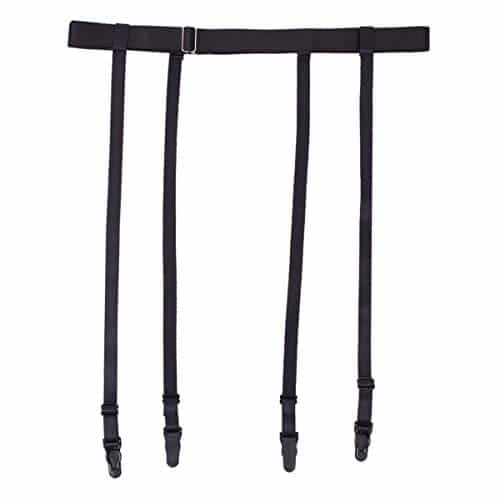 Women Black Simplicity Suspender Garter Belt for Thigh High Stockings, Long Straps with Metal Gater Belt Clips