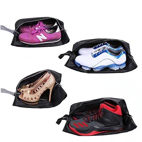 YAMIU Travel Shoe Bags Set of aterproof Nylon with Zipper for Men & Women, Black